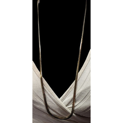 Vintage Herringbone Chain Necklace Silver/Gold Tone