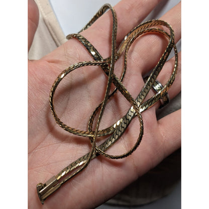 Vintage Herringbone Chain Necklace Silver/Gold Tone