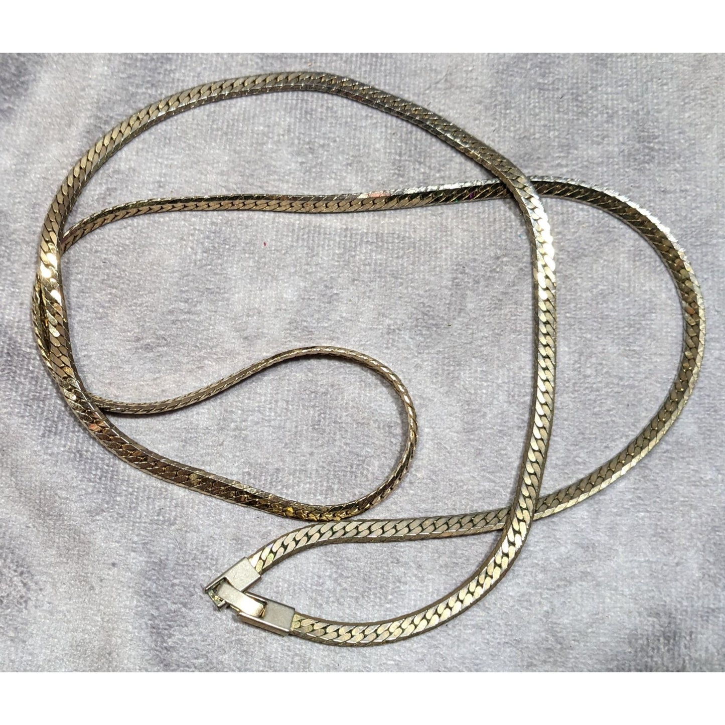 Vintage Herringbone Chain Necklace Silver/Gold Tone