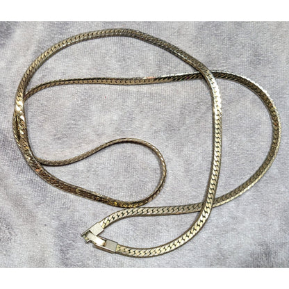 Vintage Herringbone Chain Necklace Silver/Gold Tone