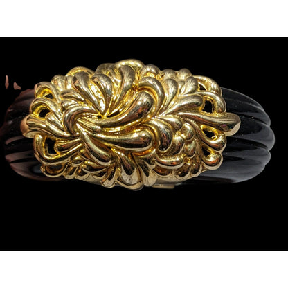 Vintage Inna Cytrine Paris Fleur Chrysanthemum Lucite And Metal Clamper Bracelet