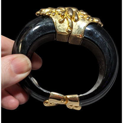 Vintage Inna Cytrine Paris Fleur Chrysanthemum Lucite And Metal Clamper Bracelet