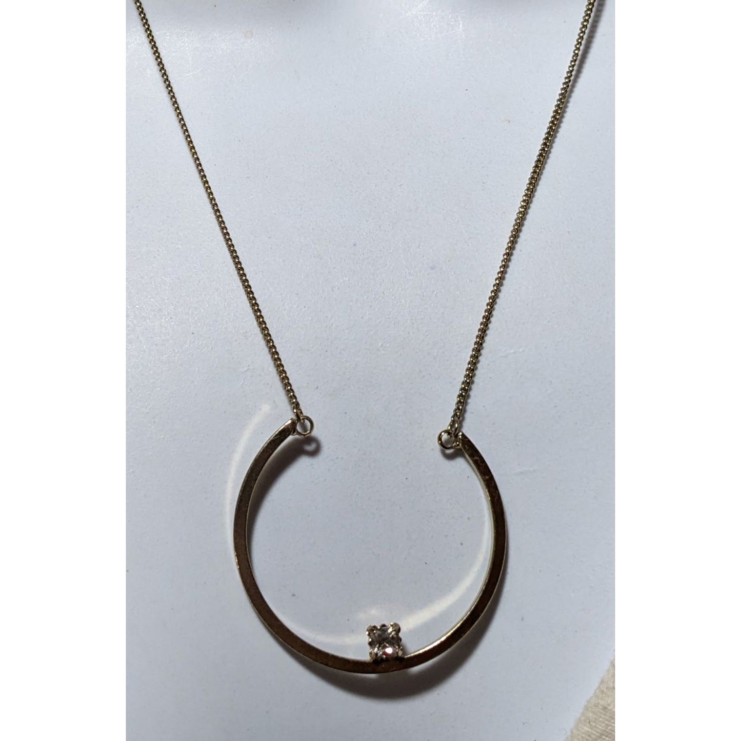 Retro Chic Gold Open Circle Gem Necklace