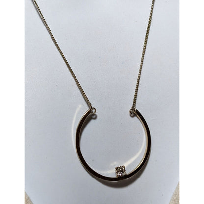 Retro Chic Gold Open Circle Gem Necklace