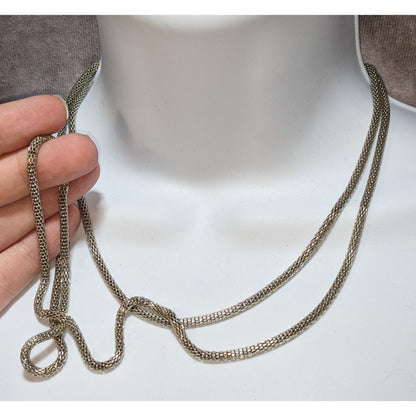 Silver-Tone Hollow Mesh Chain Necklace