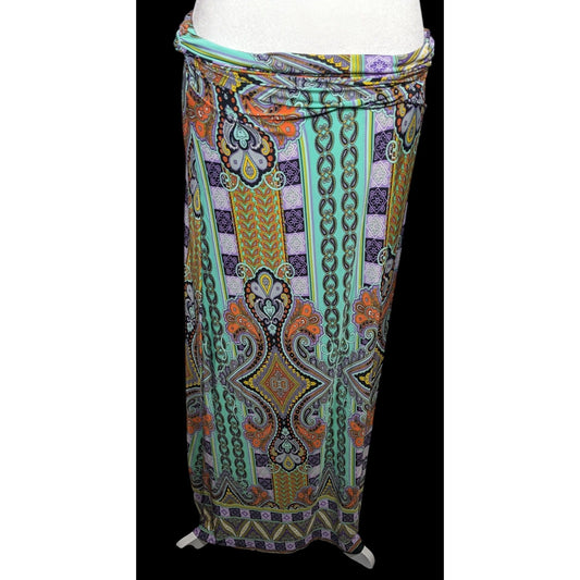 Gibiu Rainbow Bohemian Paisley Maxi Skirt