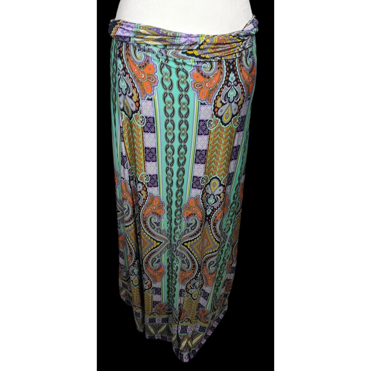 Gibiu Rainbow Bohemian Paisley Maxi Skirt