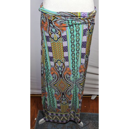 Gibiu Rainbow Bohemian Paisley Maxi Skirt