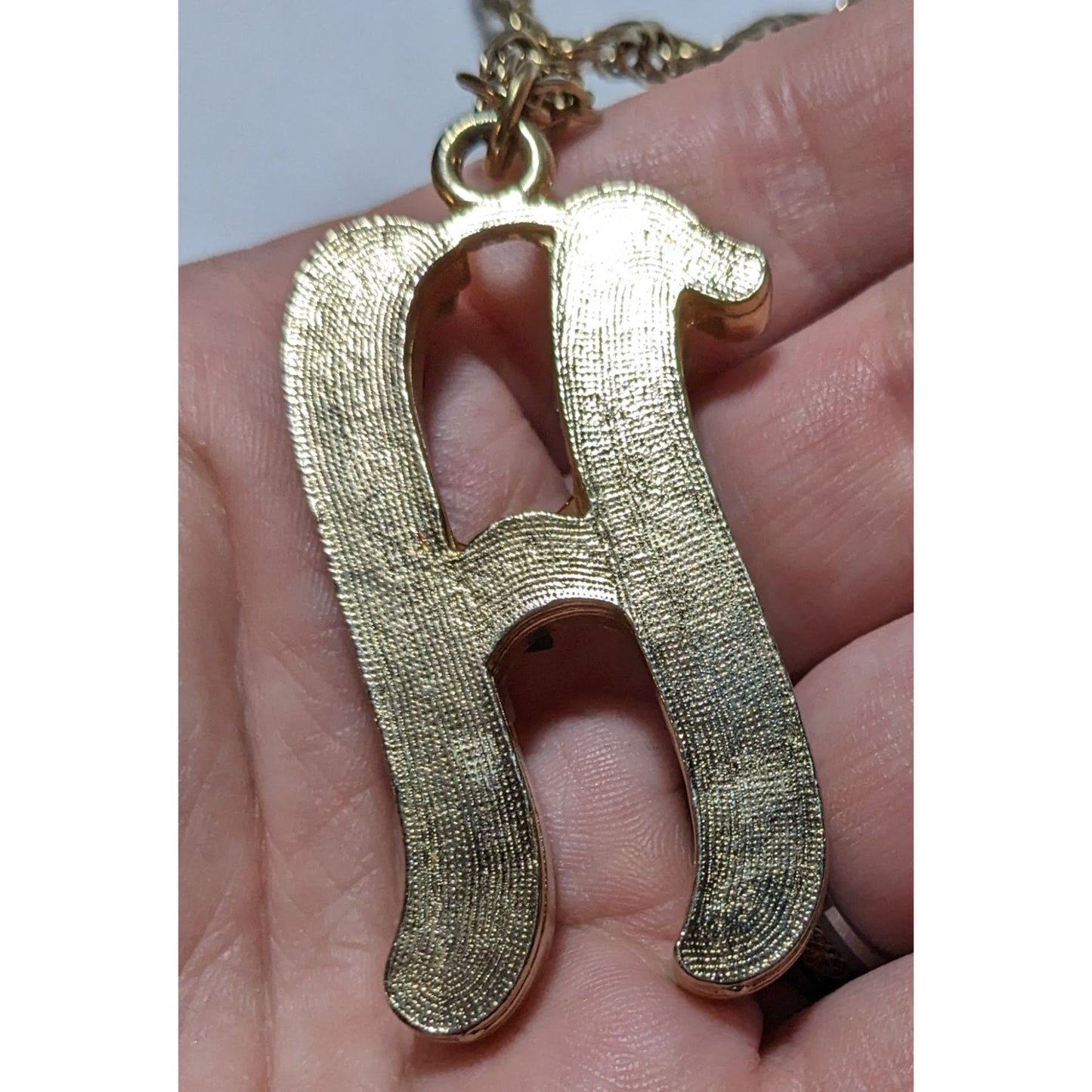 Gemstone Chip H Initial Pendant Necklace