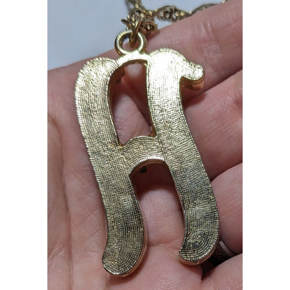 Gemstone Chip H Initial Pendant Necklace