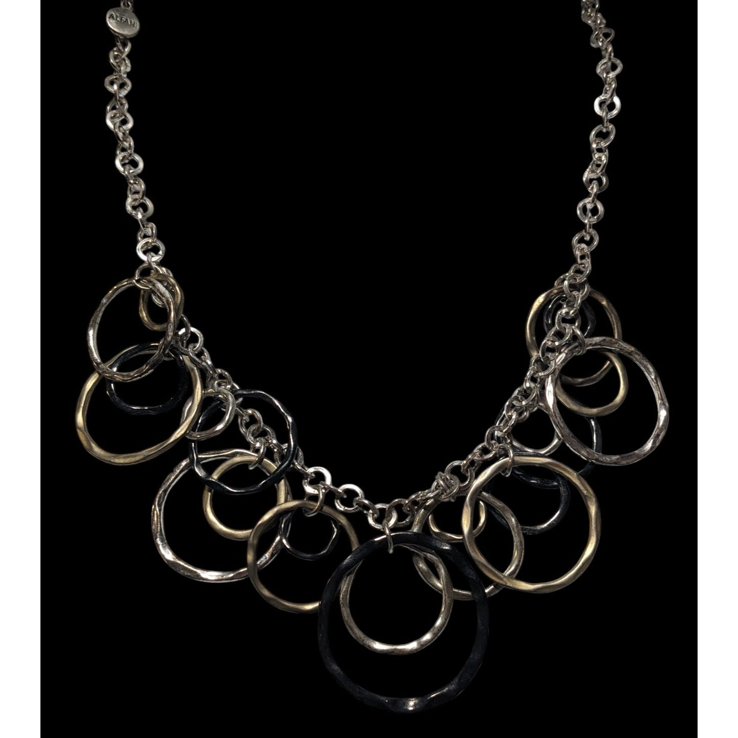 Alfani Multi-Tone Hammered Circle Link Charm Necklace