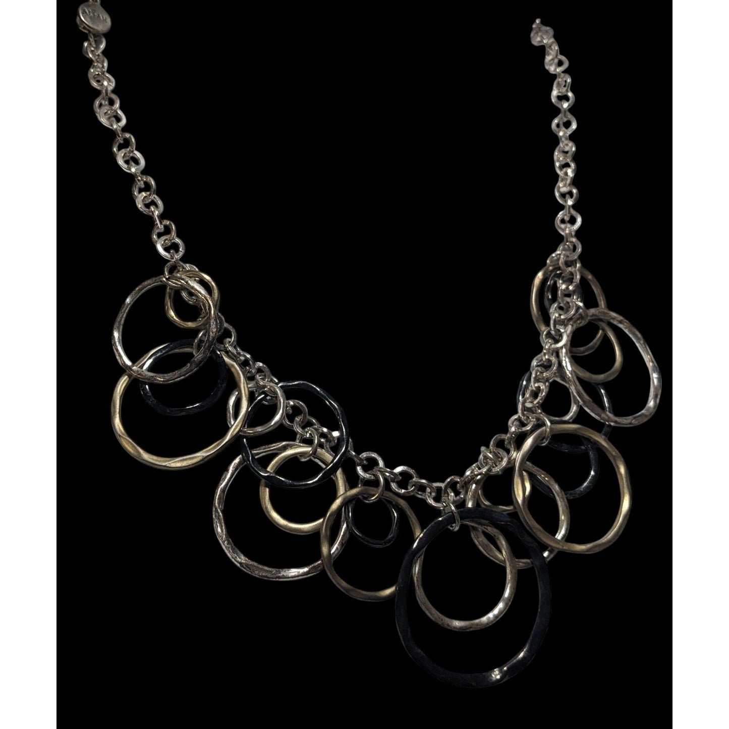 Alfani Multi-Tone Hammered Circle Link Charm Necklace