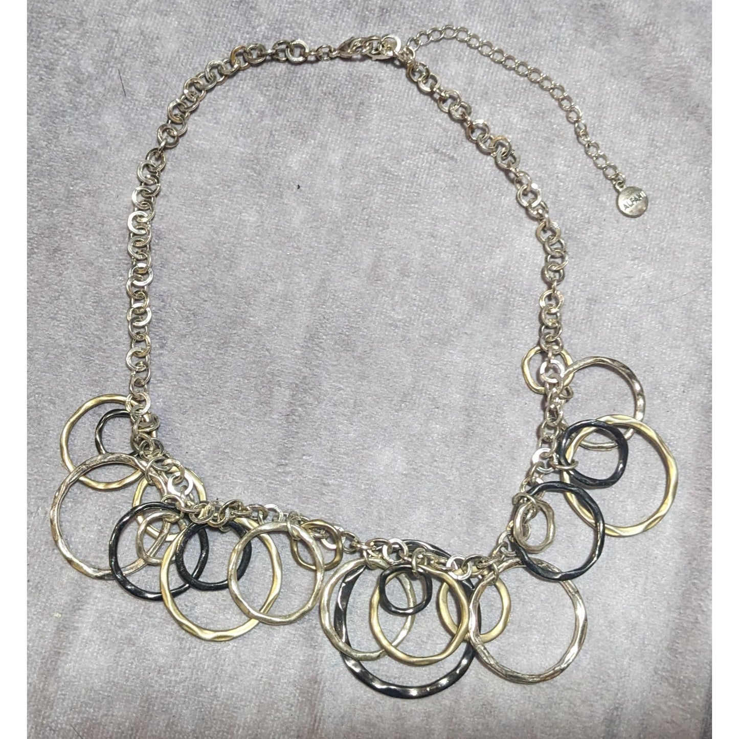 Alfani Multi-Tone Hammered Circle Link Charm Necklace