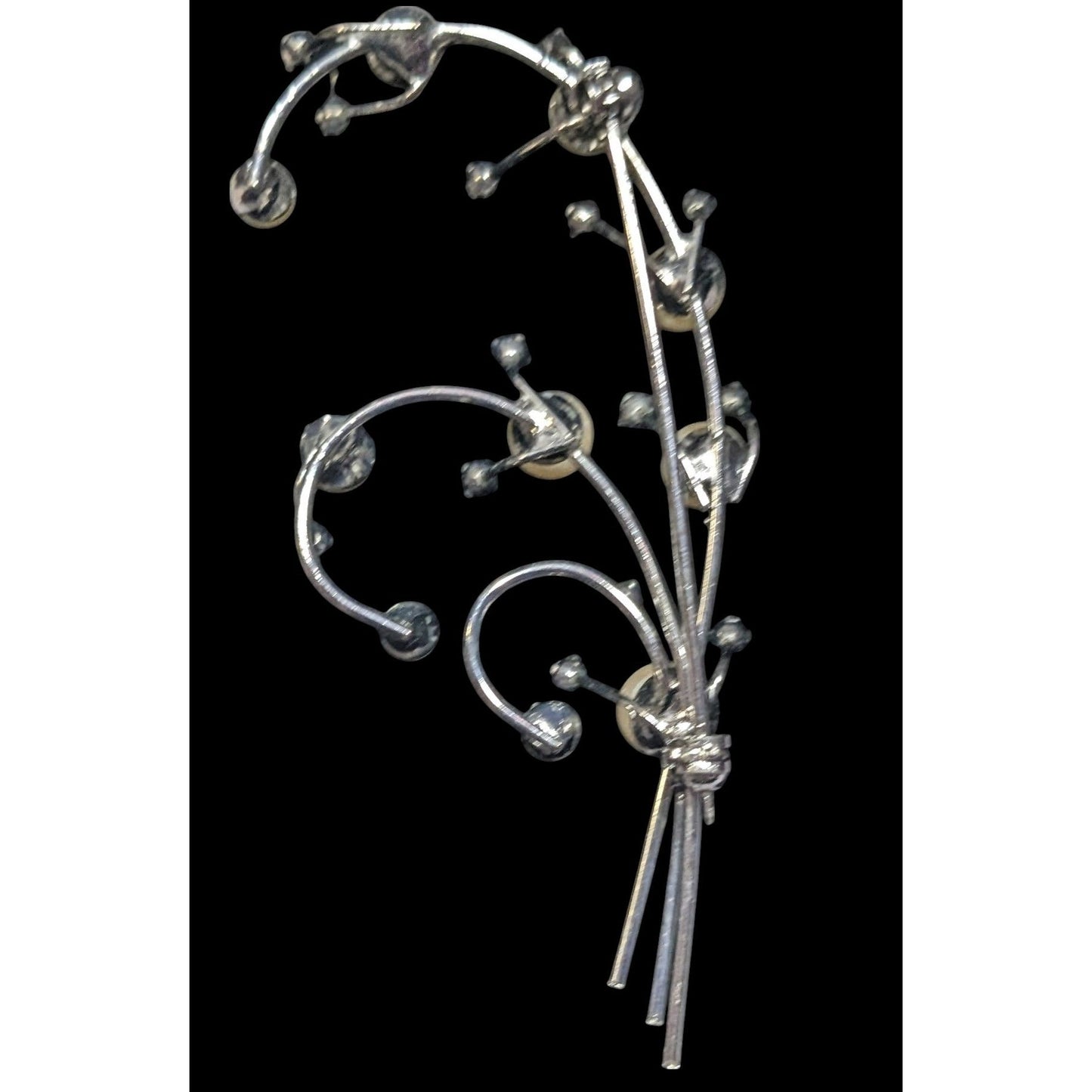 Fairy Bridal Floral Spray Faux Pearl And Rhinestone Brooch