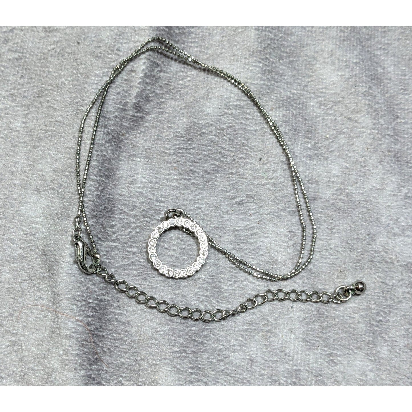 Geometric Glam Silver Tone Round Pendant Necklace With Clear Crystal Accents