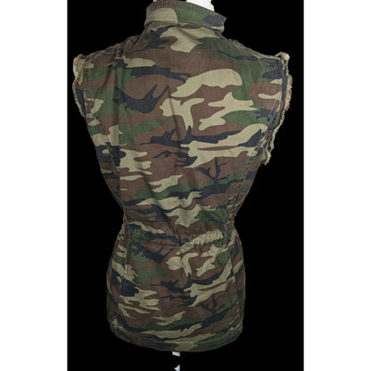 Anthropologie White Crow Camo Studded Utility Vest With Drawstring Waist