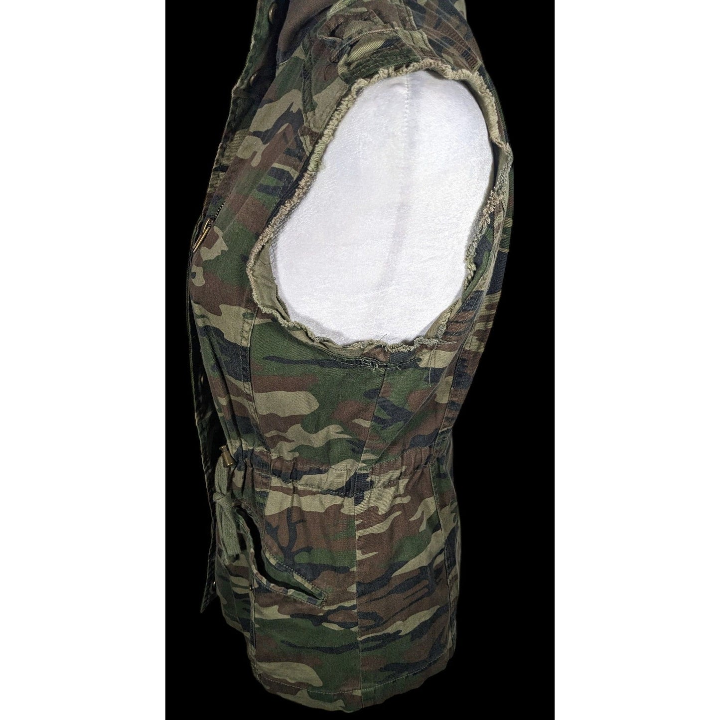 Anthropologie White Crow Camo Studded Utility Vest With Drawstring Waist