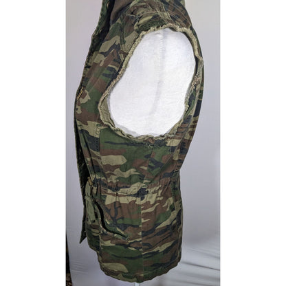 Anthropologie White Crow Camo Studded Utility Vest With Drawstring Waist