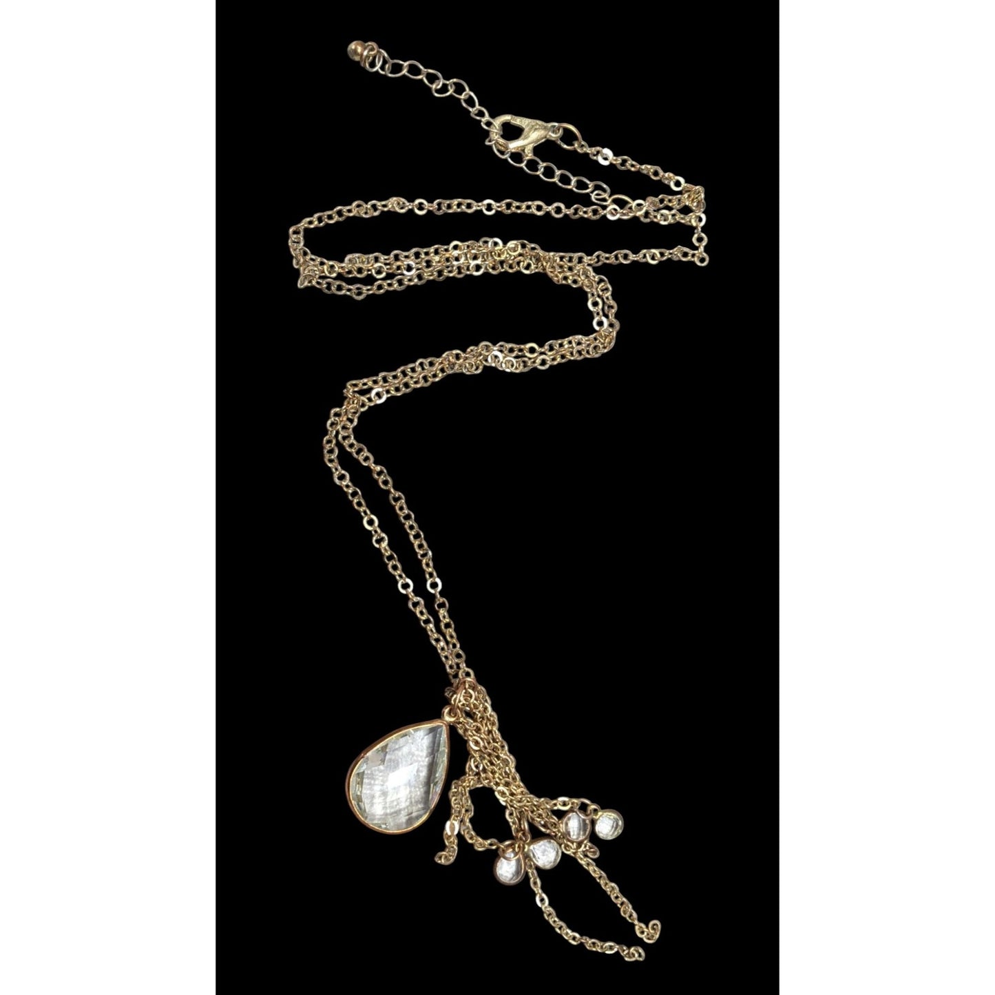 Whimsical Cluster Charm Pendant Necklace With Teardrop Gems