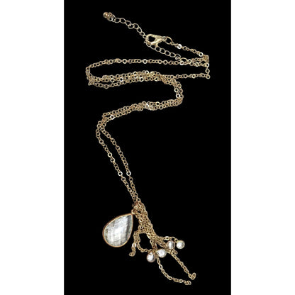 Whimsical Cluster Charm Pendant Necklace With Teardrop Gems