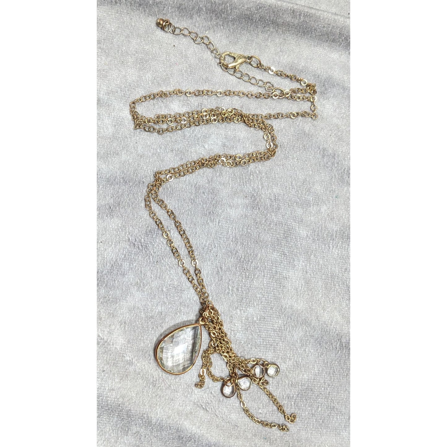 Whimsical Cluster Charm Pendant Necklace With Teardrop Gems