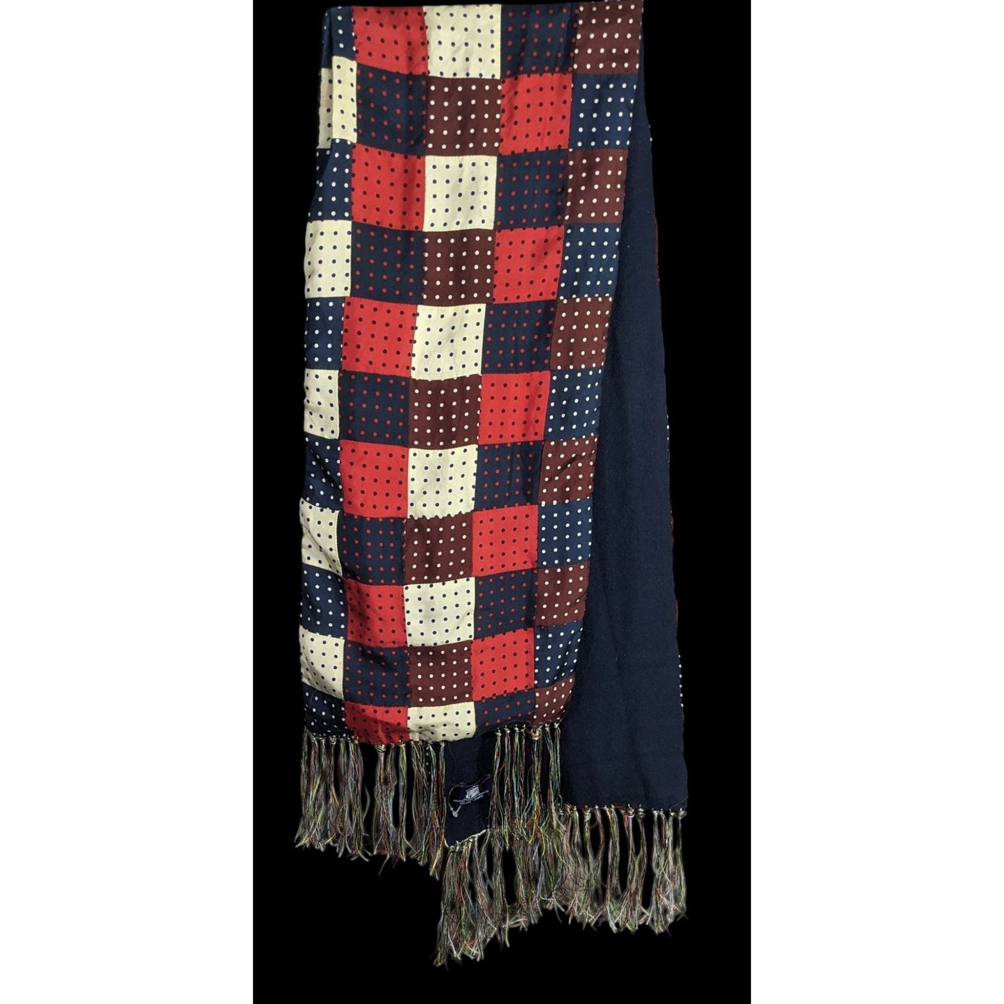 J.Press Silk Patchwork Scarf Made In USA Multicolor Polka Dot