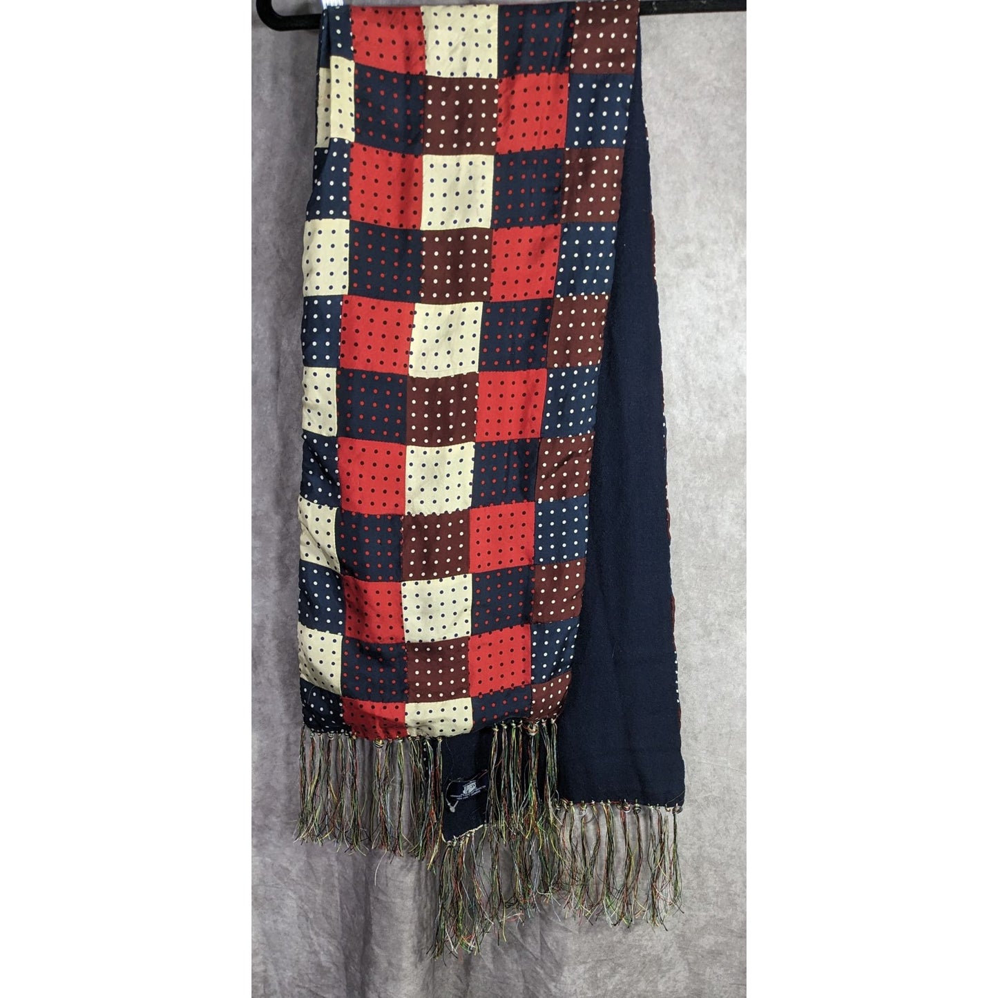 J.Press Silk Patchwork Scarf Made In USA Multicolor Polka Dot