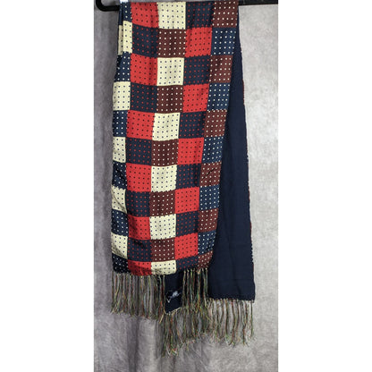 J.Press Silk Patchwork Scarf Made In USA Multicolor Polka Dot