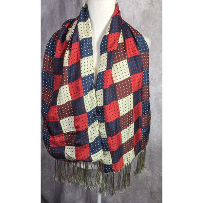 J.Press Silk Patchwork Scarf Made In USA Multicolor Polka Dot
