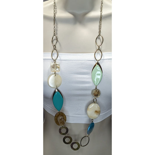 NY Collection Y2K Style Multicolor Statement Necklace With Acrylic Beads & Metal Chain