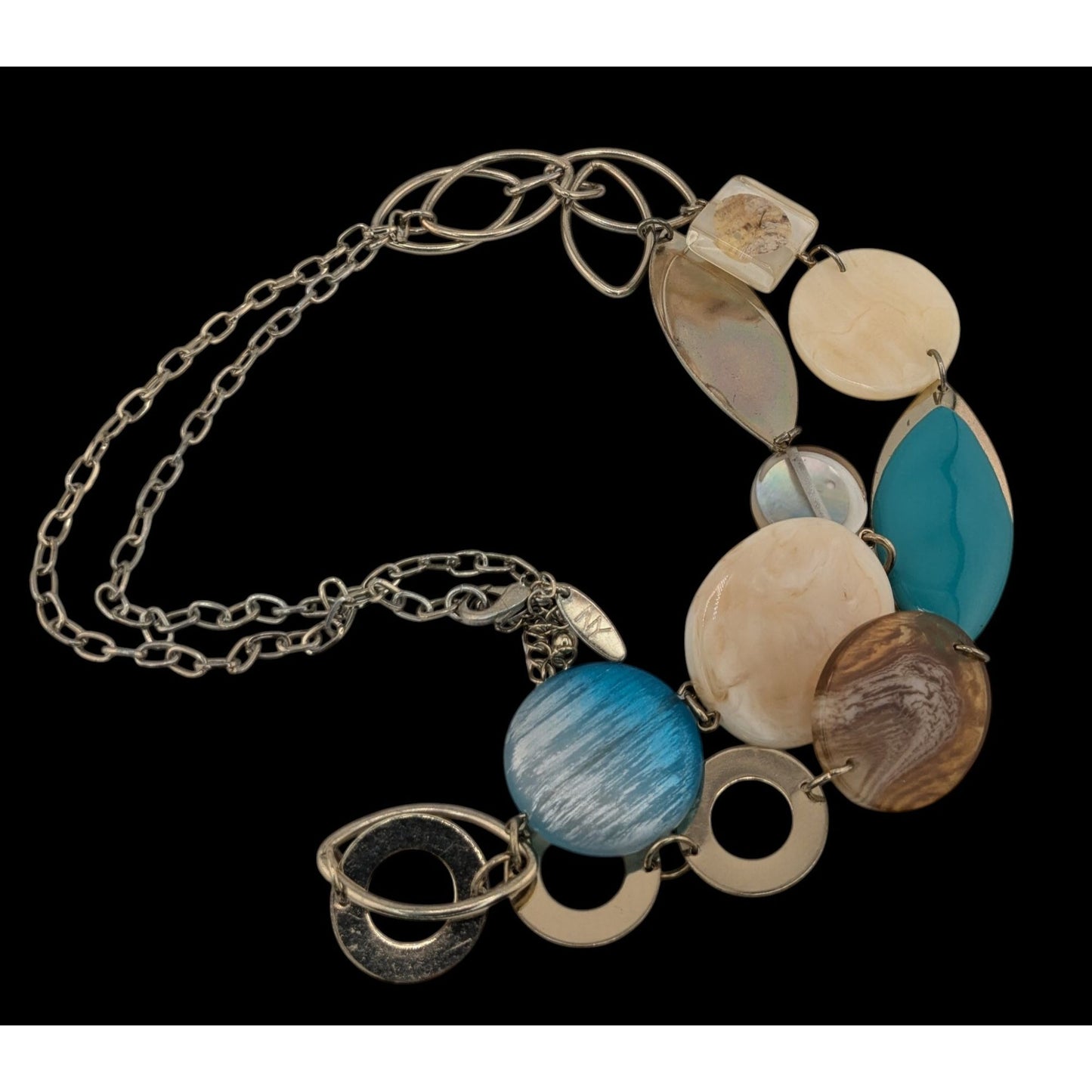 NY Collection Y2K Style Multicolor Statement Necklace With Acrylic Beads & Metal Chain