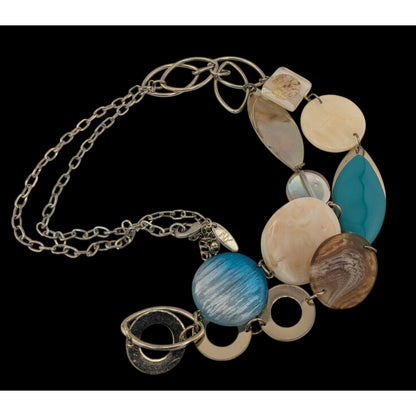 NY Collection Y2K Style Multicolor Statement Necklace With Acrylic Beads & Metal Chain