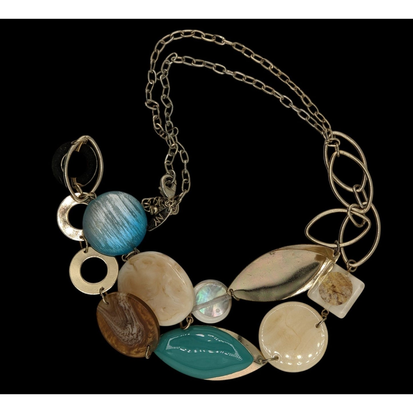 NY Collection Y2K Style Multicolor Statement Necklace With Acrylic Beads & Metal Chain