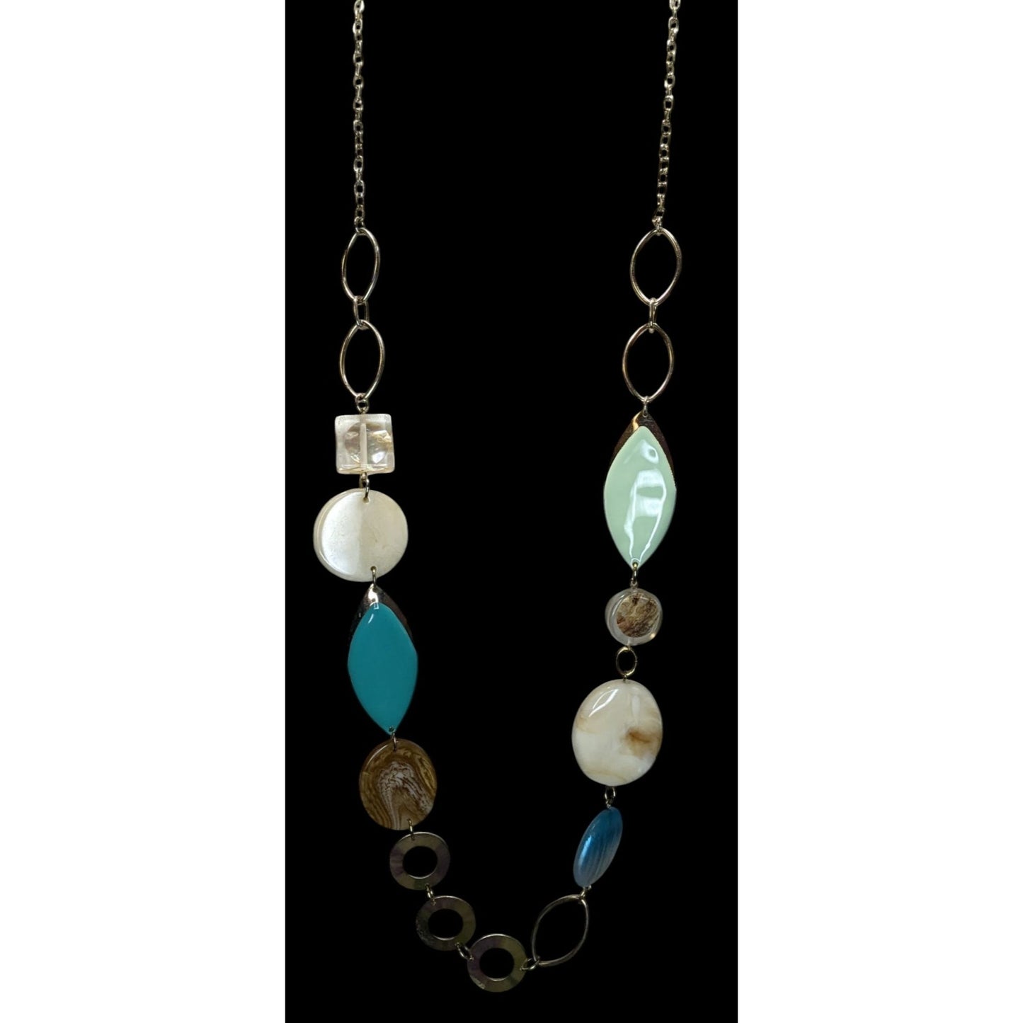 NY Collection Y2K Style Multicolor Statement Necklace With Acrylic Beads & Metal Chain