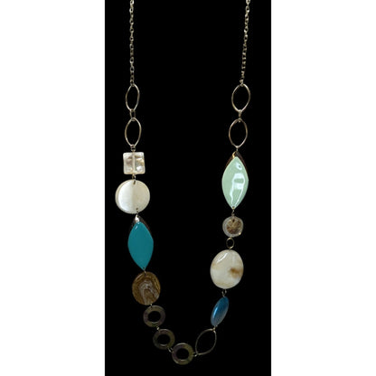 NY Collection Y2K Style Multicolor Statement Necklace With Acrylic Beads & Metal Chain
