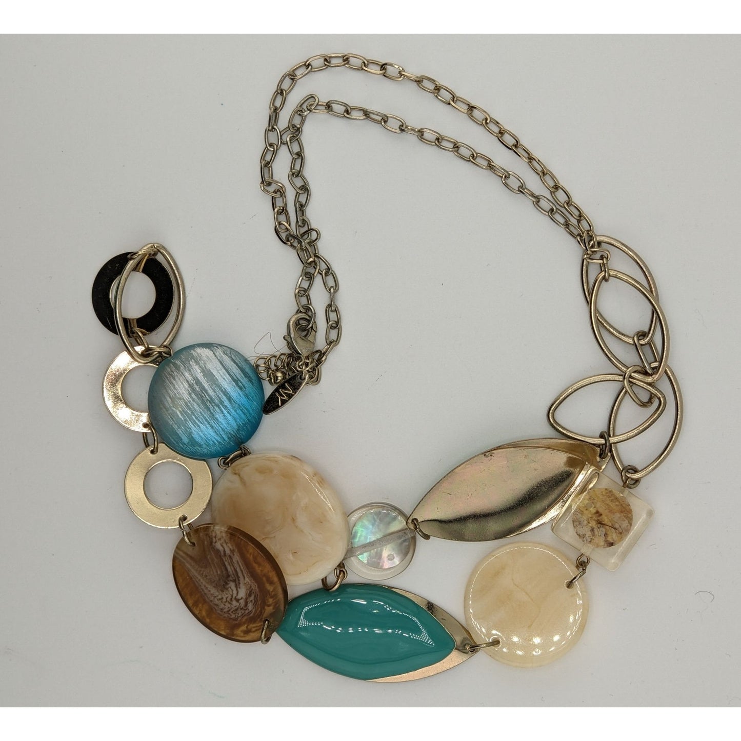NY Collection Y2K Style Multicolor Statement Necklace With Acrylic Beads & Metal Chain