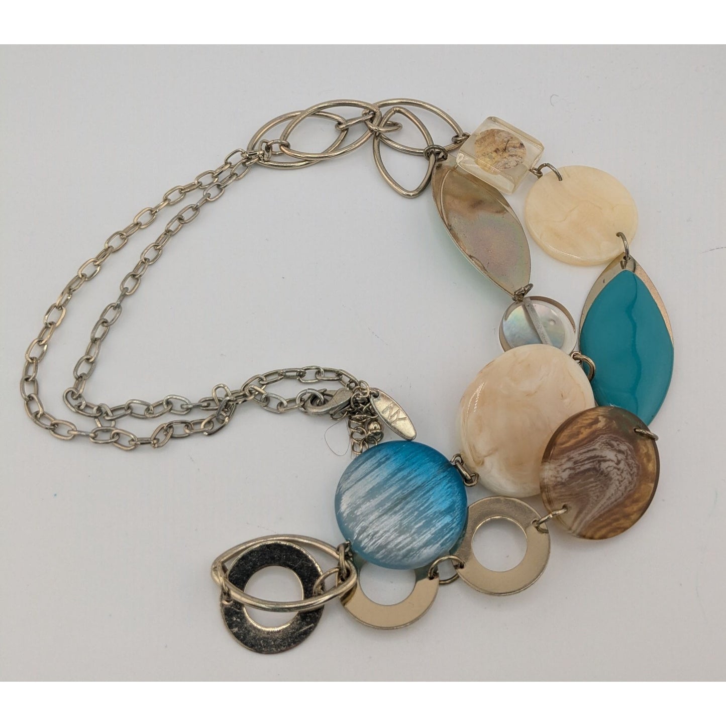 NY Collection Y2K Style Multicolor Statement Necklace With Acrylic Beads & Metal Chain
