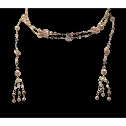Elegant Faux Pearl Beaded Cream Wrap Necklace