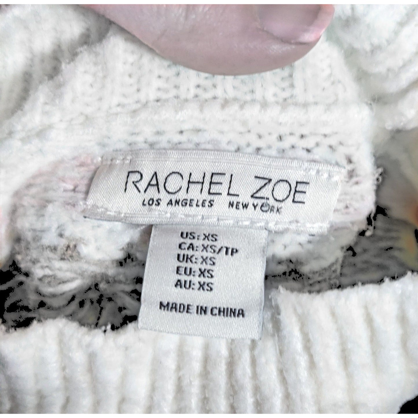 Rachel Zoe Retro White Pink And Tan Pullover Sweater Size XS