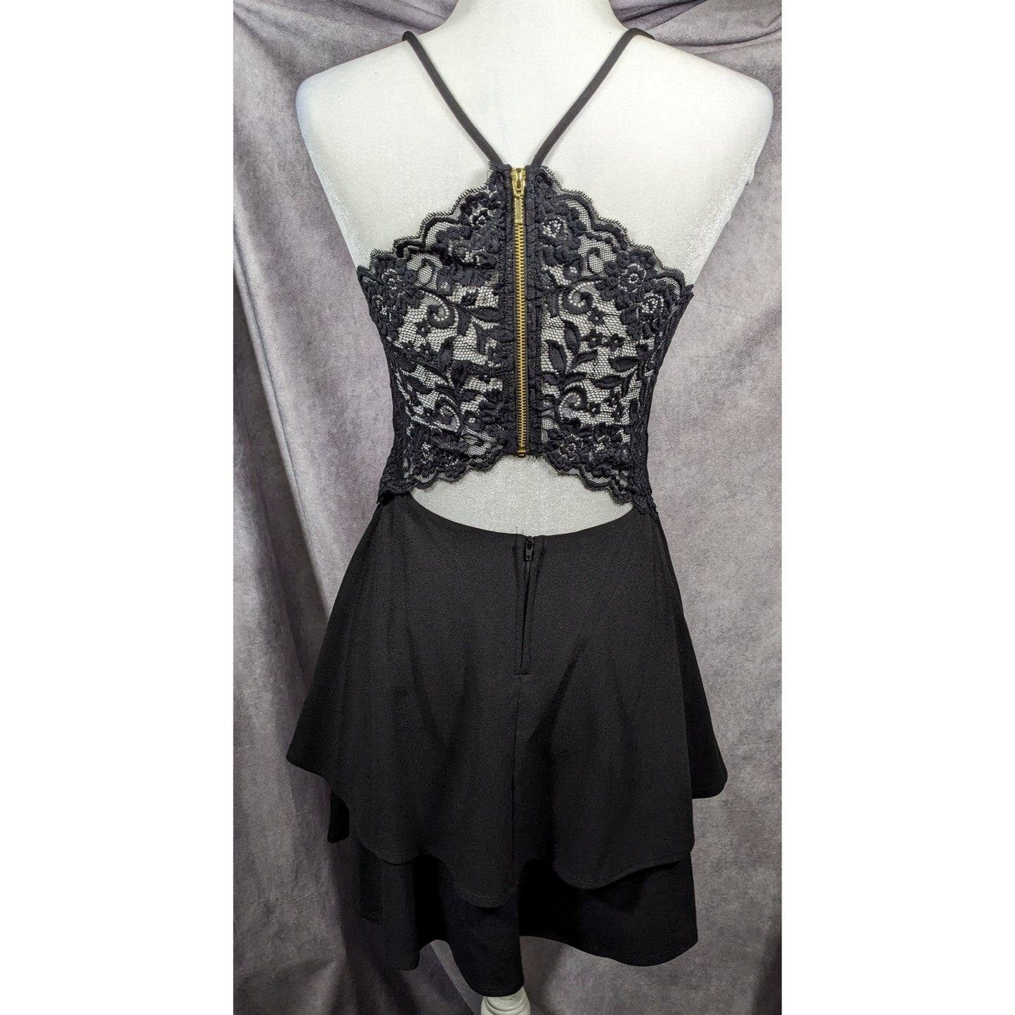 B. Darlin Y2K Gothic Lace Back Fit And Flare Mini Dress Size 9/10