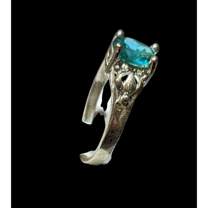 Whimsical Sterling Silver Ring With Teal Stone Size 8