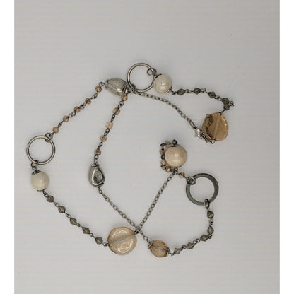 Y2K Style Cream Tone Glass Beaded Station Necklace