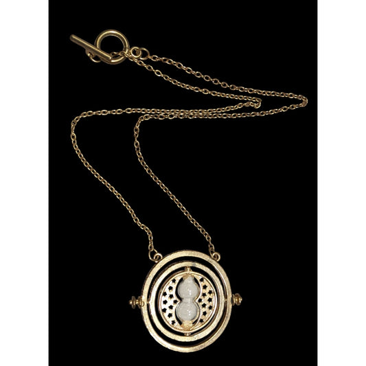 Whimsical Fantasy Engraved Hourglass Gyroscope Pendant Necklace