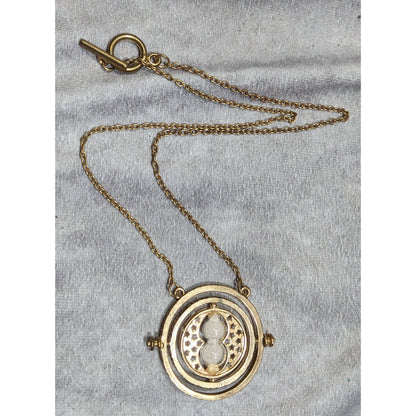 Whimsical Fantasy Engraved Hourglass Gyroscope Pendant Necklace