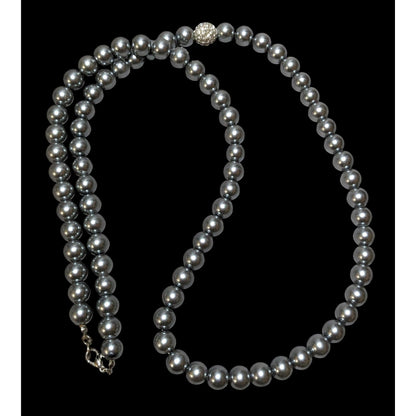 Glam Opera Silver Faux Pearl Beaded Necklace