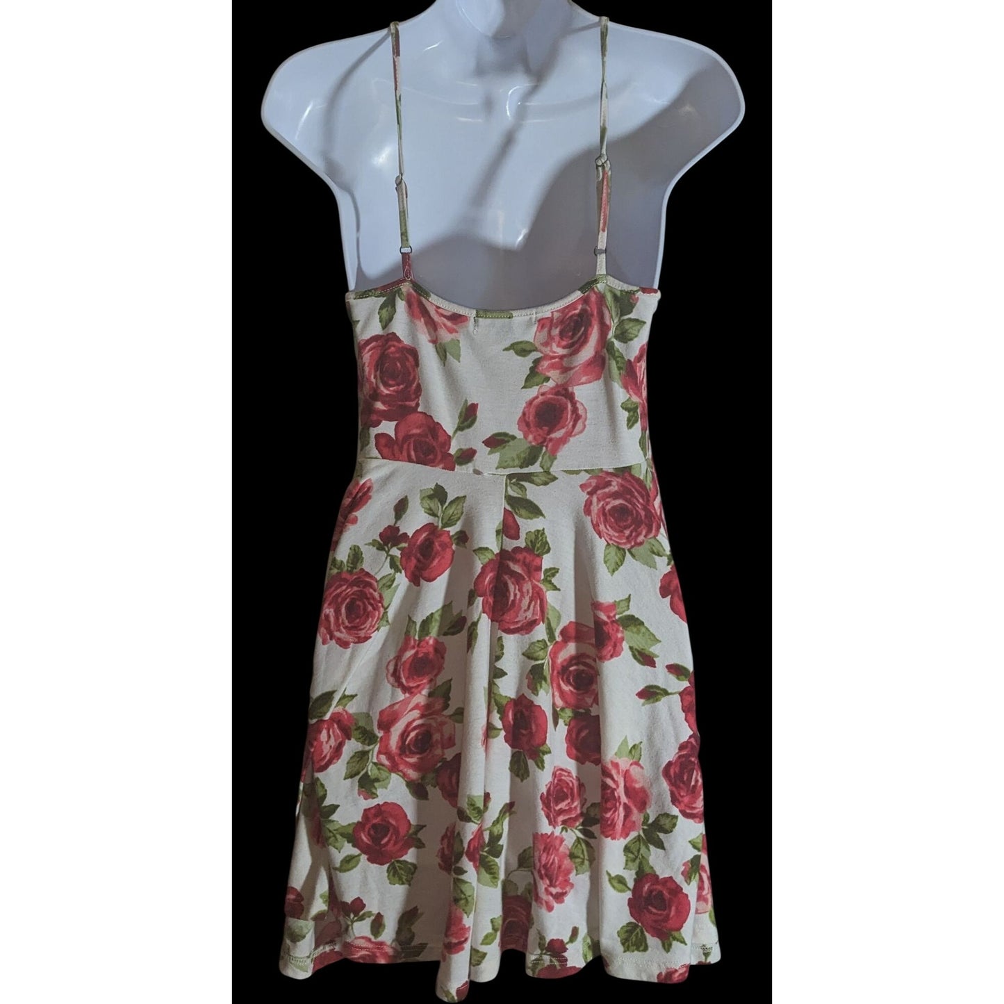 Forever 21 Floral Skater Dress Red White Spaghetti Strap Romantic