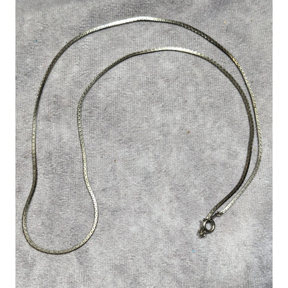 Classic Silver Tone Rectangular Chain Necklace