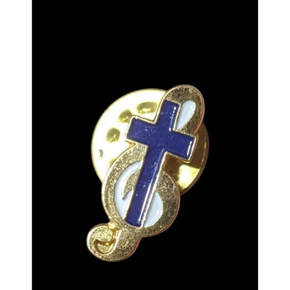 Church Choir Treble Clef And Cross Lapel Pin