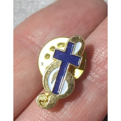 Church Choir Treble Clef And Cross Lapel Pin