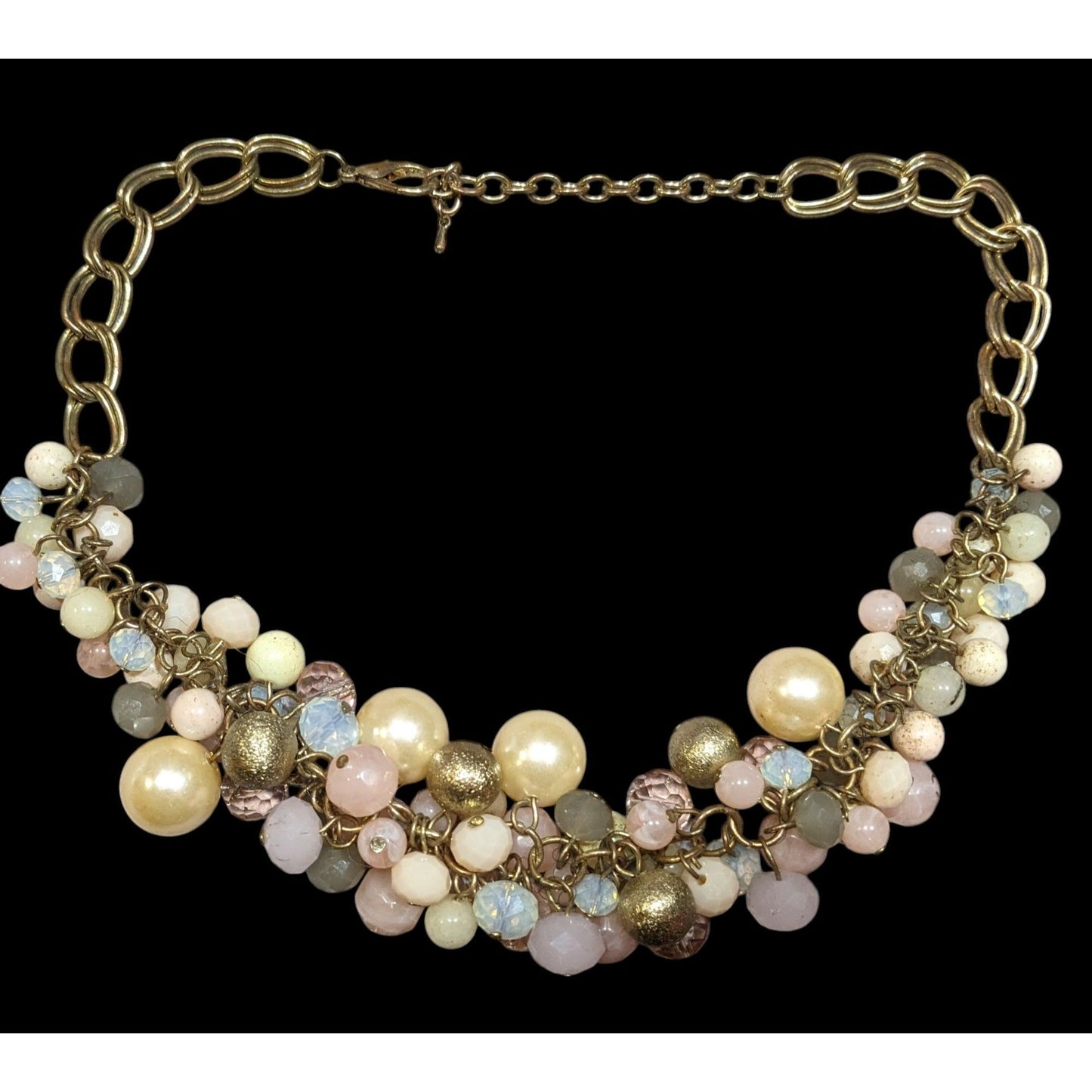 Retro Coquette Glam Pastel Beaded Cluster Necklace